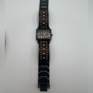 Betsey Johnson Black Edgy Studded Watch